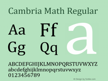 Cambria Math Regular Version 6.90图片样张