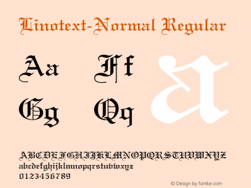 Linotext-Normal Regular Converted from C:\TRUETYPE\LINCOLHN.TF1 by ALLTYPE Font Sample