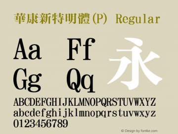 華康新特明體(P) Regular Version 2.10 Font Sample