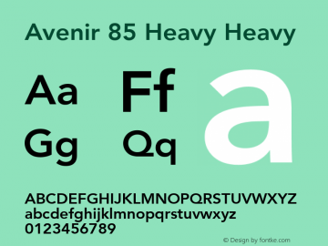 Avenir 85 Heavy Heavy 1.000; 02-25-93 Font Sample