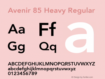 Avenir 85 Heavy Regular 001.001 Font Sample