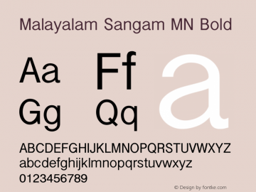 Malayalam Sangam MN Bold 7.0d1e2 Font Sample