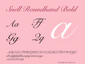 Snell Roundhand Bold 1.1d1e1 Font Sample