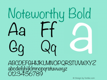 Noteworthy Bold 7.0d5e1 Font Sample