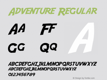 Adventure Regular Version 3.00 June 30, 2014 Font Sample