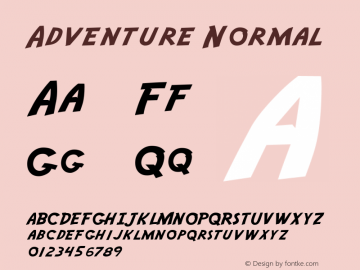 Adventure Normal Version 1.0 Font Sample