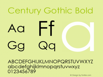 Century Gothic Bold 9.0d5e1 Font Sample