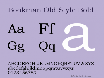 Bookman Old Style Bold 9.0d5e1 Font Sample