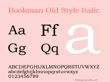 Bookman Old Style Italic 9.0d5e1图片样张