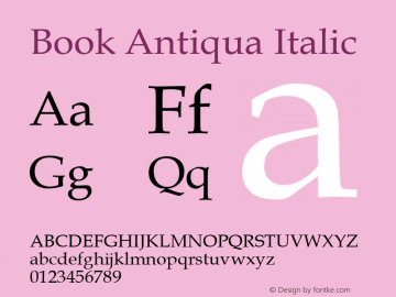 Book Antiqua Italic 9.0d5e2 Font Sample