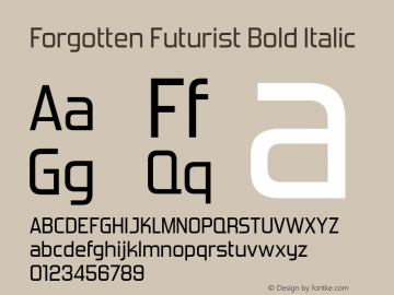 Forgotten Futurist Bold Italic 10.0d1e1 Font Sample