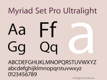 Myriad Set Pro Ultralight 10.0d15e1 Font Sample