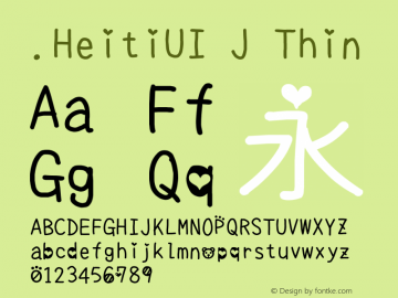 .HeitiUI J Thin 10.0d4e2 Font Sample