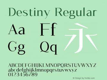 Destiny Regular Version 1.000 Font Sample