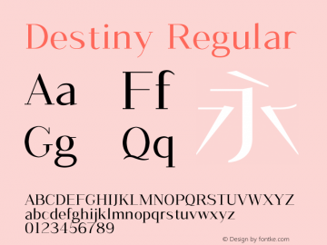 Destiny Regular Version 1.000 Font Sample