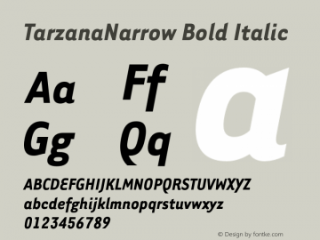 TarzanaNarrow Bold Italic 001.000 Font Sample