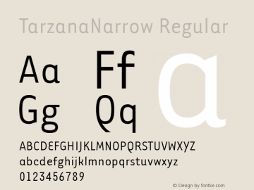 TarzanaNarrow Regular Version 1.00 Font Sample