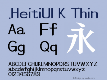 .HeitiUI K Thin 10.0d4e2 Font Sample