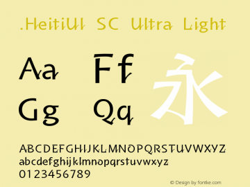 .HeitiUI SC Ultra Light 10.0d4e2图片样张