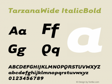 TarzanaWide ItalicBold Version 1.00图片样张