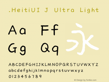 .HeitiUI J Ultra Light 10.0d4e2 Font Sample