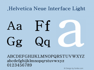 .Helvetica Neue Interface Light 10.0d35e1 Font Sample
