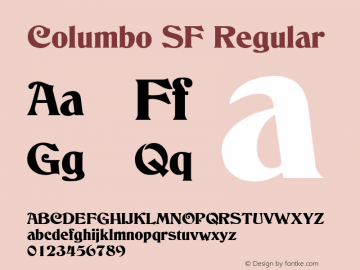 Columbo SF Regular Altsys Fontographer 3.5  4/13/93 Font Sample