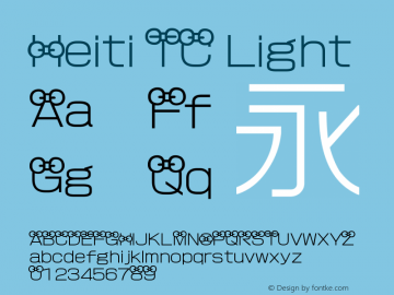 Heiti TC Light Version 1.00 July 7, 2015, initial release图片样张