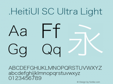 .HeitiUI SC Ultra Light 9.0d9e4图片样张