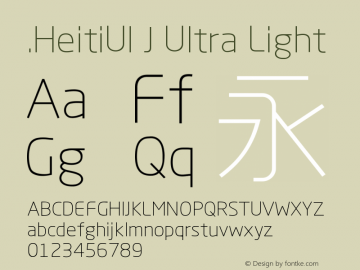 .HeitiUI J Ultra Light 9.0d9e4 Font Sample
