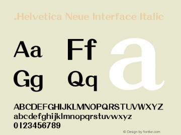 .Helvetica Neue Interface Italic 10.0d35e1 Font Sample