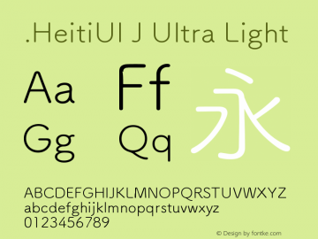 .HeitiUI J Ultra Light 9.0d9e4 Font Sample