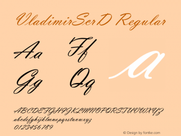 VladimirScrD Regular Version 001.005 Font Sample