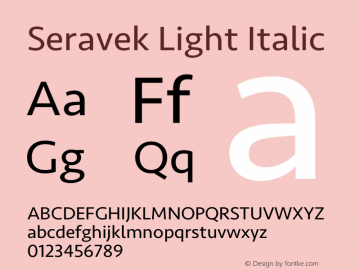 Seravek Light Italic 9.0d3e1图片样张