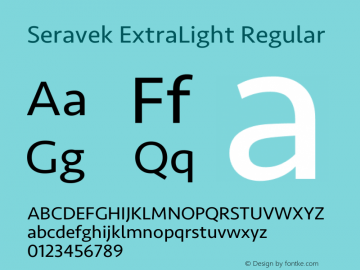 Seravek ExtraLight Regular 9.0d3e1 Font Sample