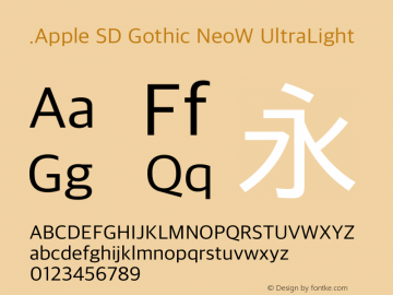 .Apple SD Gothic NeoW UltraLight 11.0d1e1 Font Sample