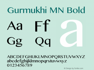 Gurmukhi MN Bold 10.0d3e1 Font Sample