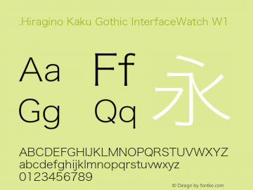 .Hiragino Kaku Gothic InterfaceWatch W1 11.0d7e1 Font Sample