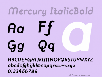 Mercury ItalicBold Version 001.000图片样张