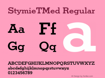 StymieTMed Regular Version 001.005 Font Sample