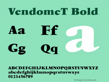 VendomeT Bold Version 001.005 Font Sample