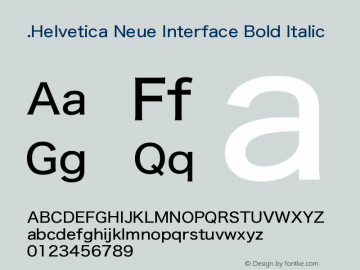 .Helvetica Neue Interface Bold Italic 10.0d35e1 Font Sample