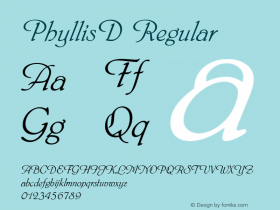 PhyllisD Regular Version 001.005 Font Sample