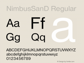 NimbusSanD Regular Version 001.005 Font Sample