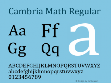 Cambria Math Regular Version 6.96图片样张