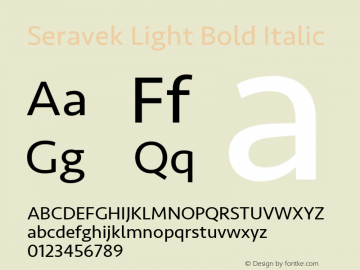 Seravek Light Bold Italic 9.0d2e1 Font Sample