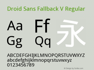 Droid Sans Fallback V Regular Version 2.56 Font Sample