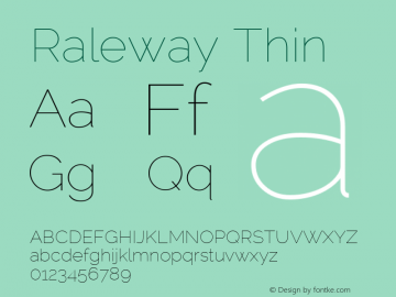 Raleway Thin Version 2.001 Font Sample