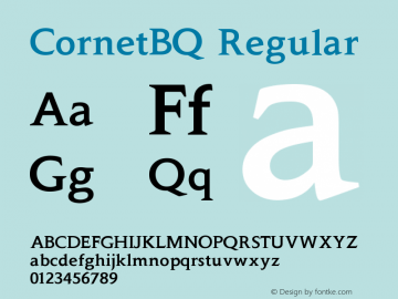 CornetBQ Regular Version 001.001 Font Sample