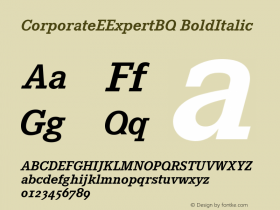 CorporateEExpertBQ BoldItalic Version 001.000 Font Sample